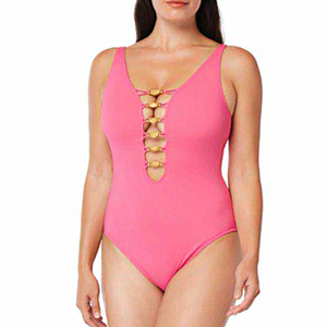 BLEU Rod Beattie Paradise Found Lace Down‎ Mio One Piece Swimsuit Rose 12